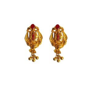 Solid 22K/18K/14K Fine Gold Certified Stamped Unique 3 Beads Design Earring