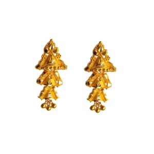 Solid 22K/18K/14K Fine Gold Certified Stamped Triple Triangle Design Earring