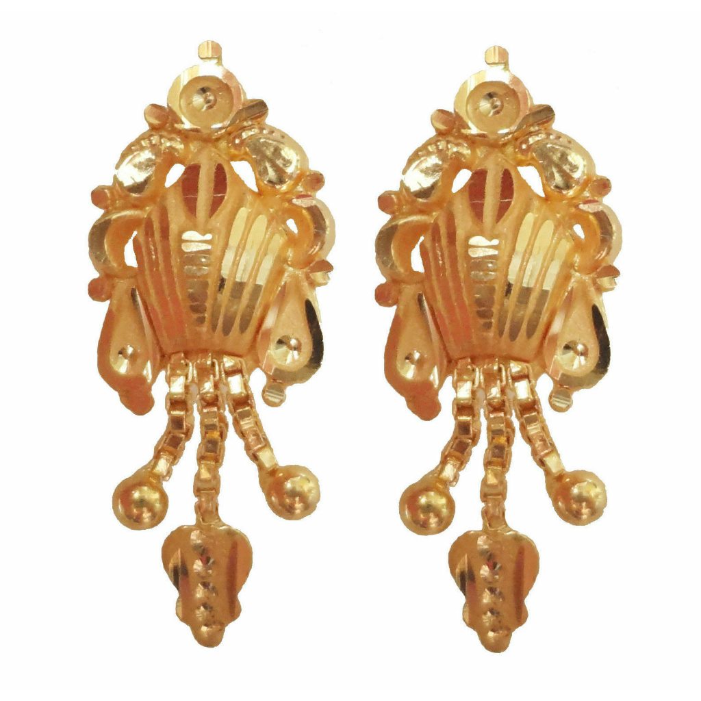 Solid 22K/18K/14K Fine Gold Certified Stamped Beautiful Carved Leaf Design Earring