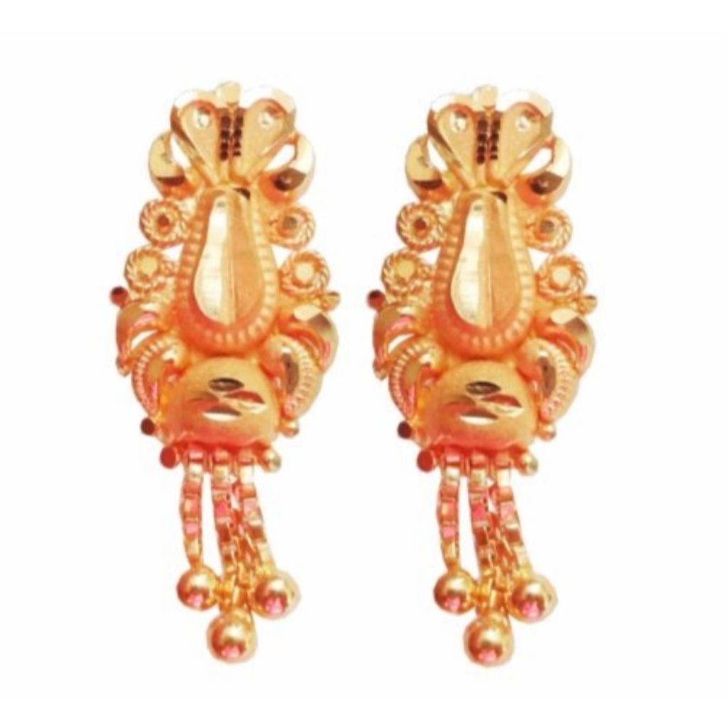 Solid 22K/18K/14K Fine Gold Certified Stamped Unique Carved Design Earring