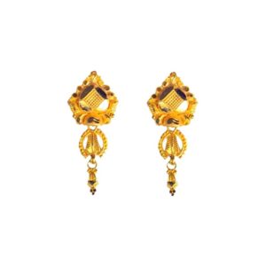Solid 22K/18K/14K Fine Gold Certified Stamped Carved Octagon Design Earring