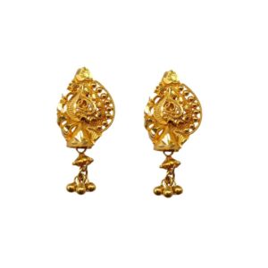 Solid 22K/18K/14K Fine Gold Certified Stamped Three Beads Design Earring