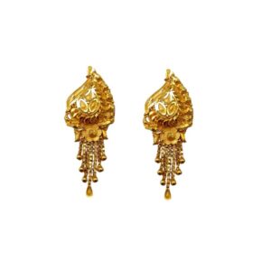 Solid 22K/18K/14K Fine Gold Certified Stamped Unique Leaf Design Earring