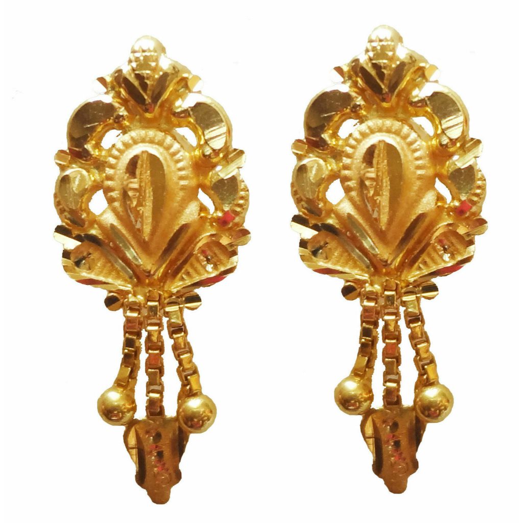 Solid 22K/18K/14K Fine Gold Certified Stamped Beautiful Flower Design Earring
