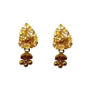 Solid 22K/18K/14K Fine Gold Certified Stamped Three Beads Design Earring