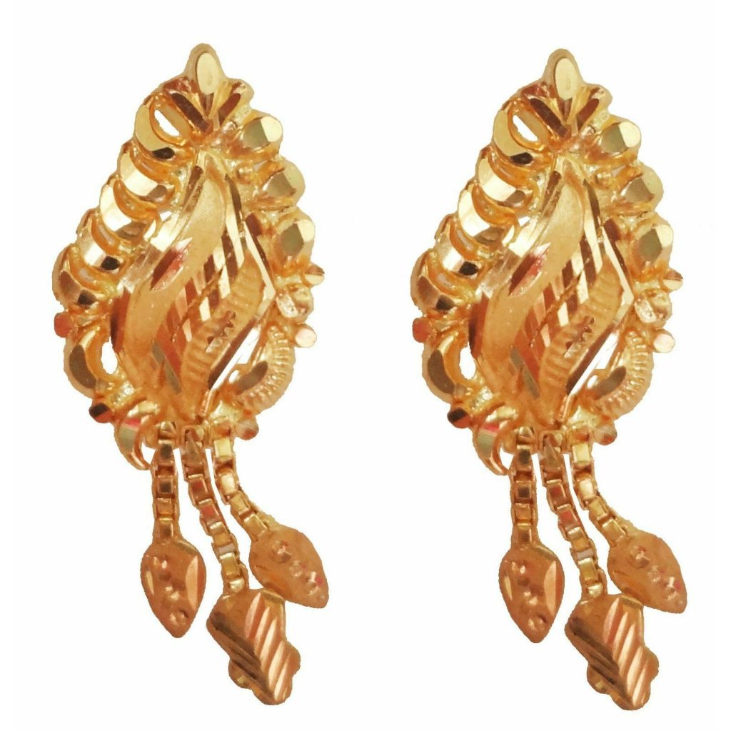 Solid 22K/18K/14K Fine Gold Certified Stamped Gorgeous Leaf Design Earring