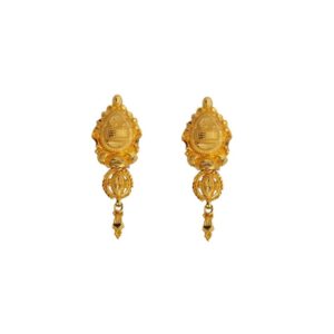 Solid 22K/18K/14K Fine Gold Certified Stamped Elegant Carved Design Earring