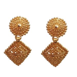 Solid 22K/18K/14K Fine Gold Certified Stamped Antique Jhumka Dangles Design Earring