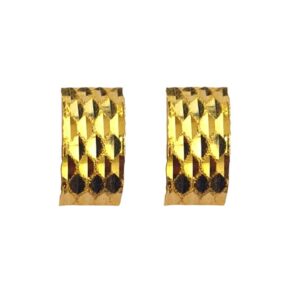Solid 22K/18K/14K Fine Gold Certified Stamped Carved Rectangle Design Earring
