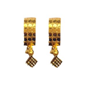 Solid 22K/18K/14K Fine Gold Certified Stamped Rectangle Design Earring