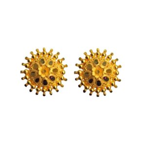Solid 22K/18K/14K Fine Gold Certified Stamped Unique Sun Design Earring