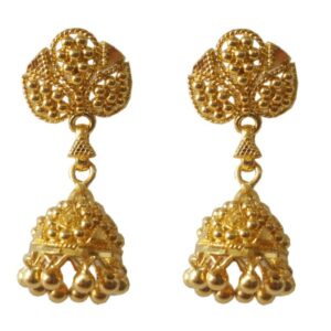 Solid 22K/18K/14K Fine Gold Certified Stamped Antique Jhumka Dangles Design Earring