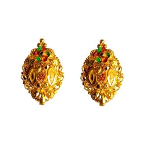 Solid 22K/18K/14K Fine Gold Certified Stamped Unique Carved Design Earring