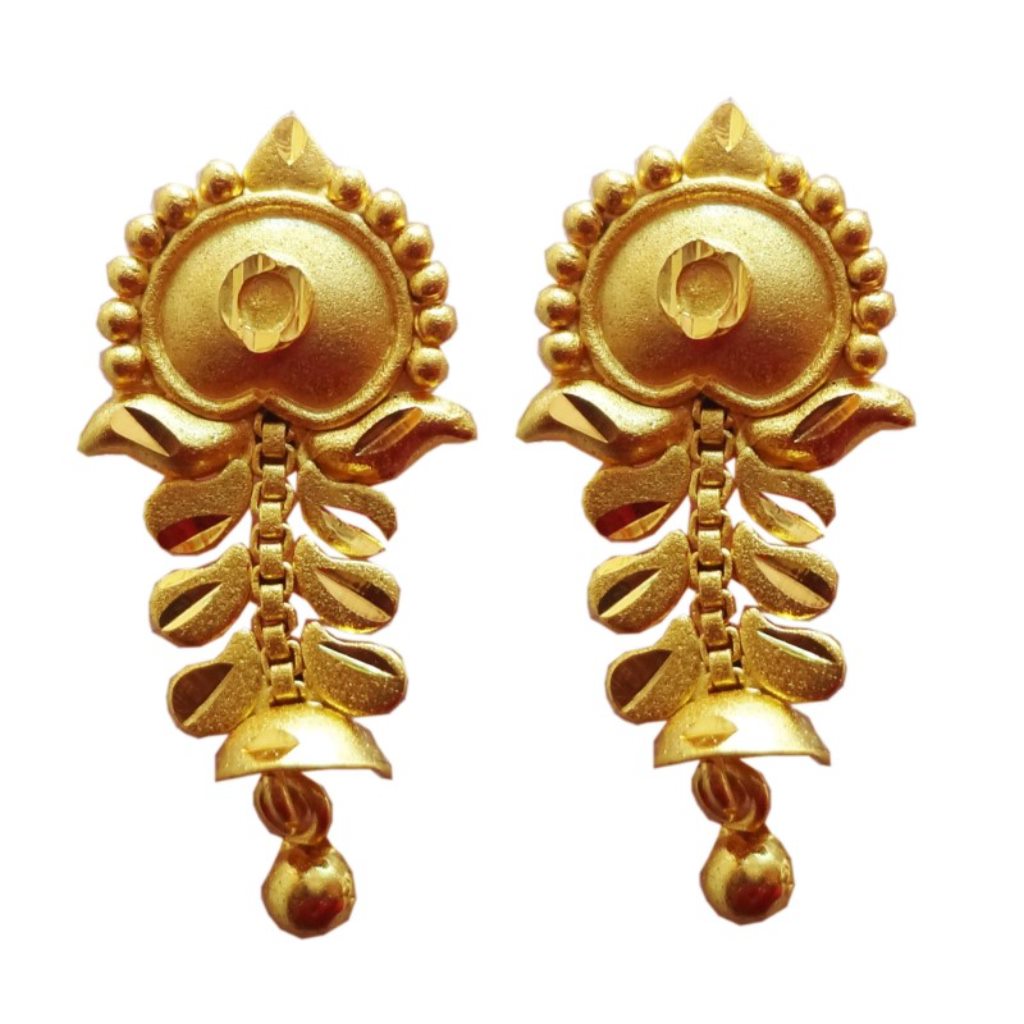 Solid 22K/18K/14K Fine Gold Certified Stamped Classy Dangles Jhumka Design Earring