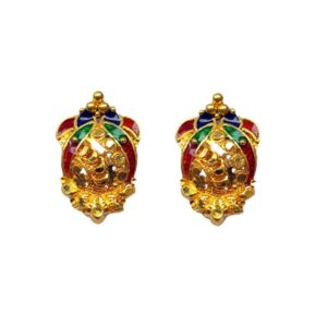 Solid 22K/18K/14K Fine Gold Certified Stamped Beautiful Colored Design Earring