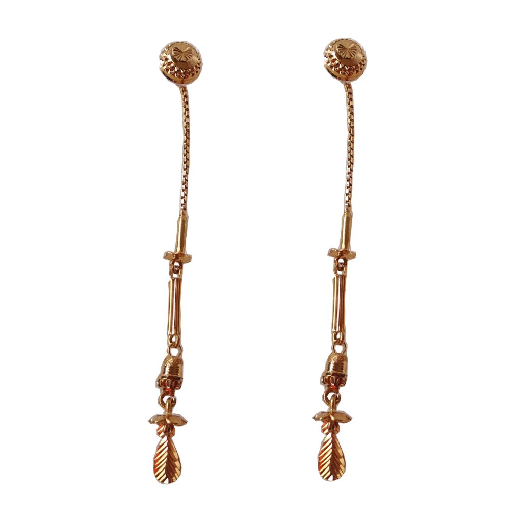 Solid 22K/18K/14K Fine Gold Certified Stamped Unique Thread Design Earring