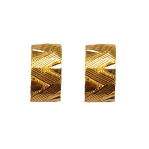 Solid 22K/18K/14K Fine Gold Certified Stamped Carved Rectangle Design Earring