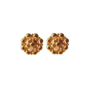 Solid 22K/18K/14K Fine Gold Certified Stamped Antique Stud Button Design Earring