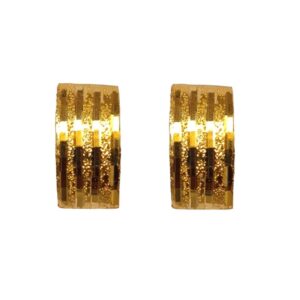 Solid 22K/18K/14K Fine Gold Certified Stamped Carved Rectangle Design Earring