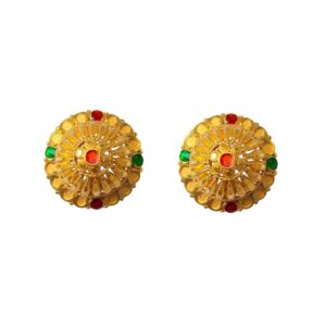 Solid 22K/18K/14K Fine Gold Certified Stamped Colored Circle Design Earring