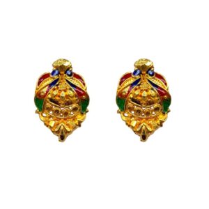 Solid 22K/18K/14K Fine Gold Certified Stamped Unique Colored Design Earring