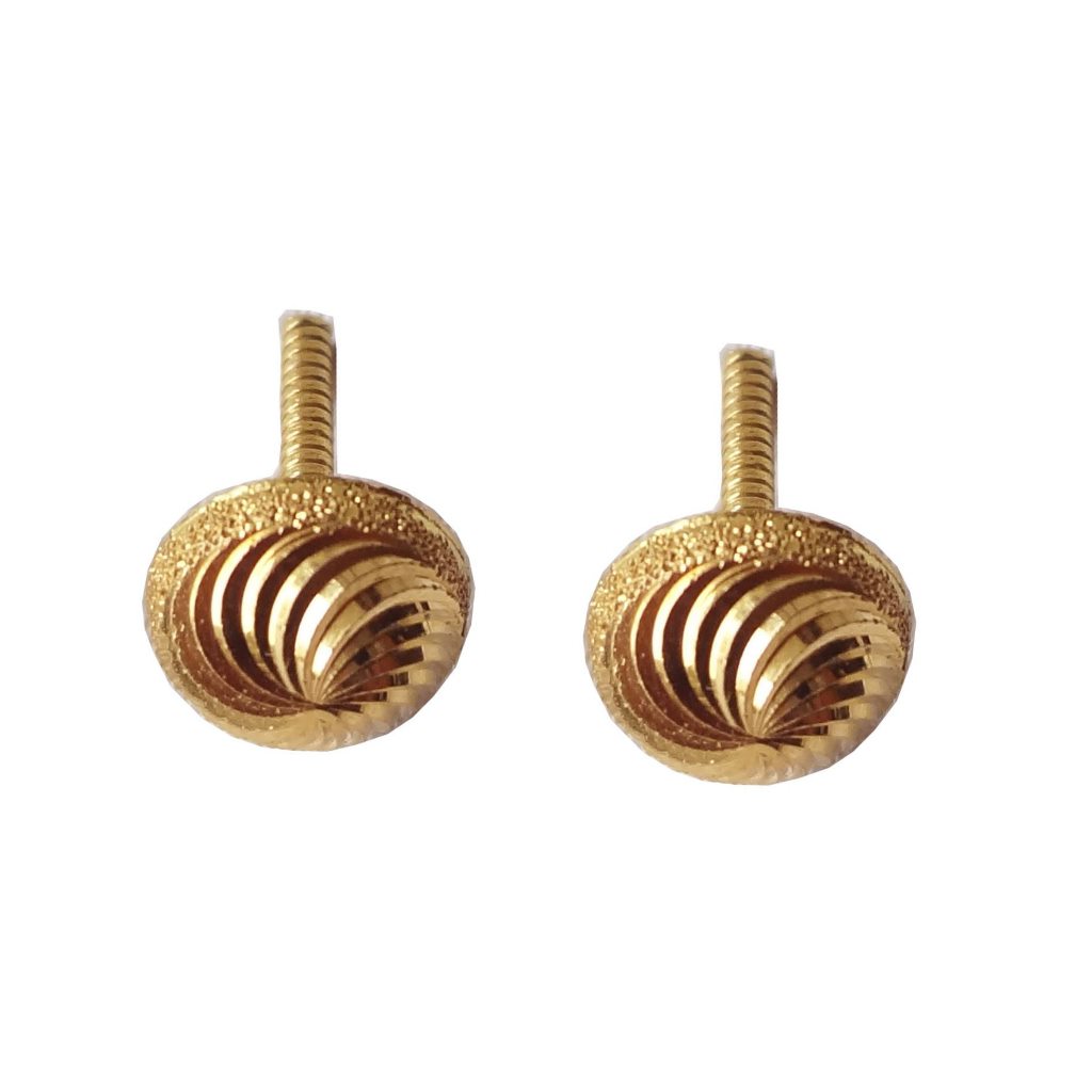 Solid 22K/18K/14K Fine Gold Certified Stamped Classy Carved Stud Design Earring