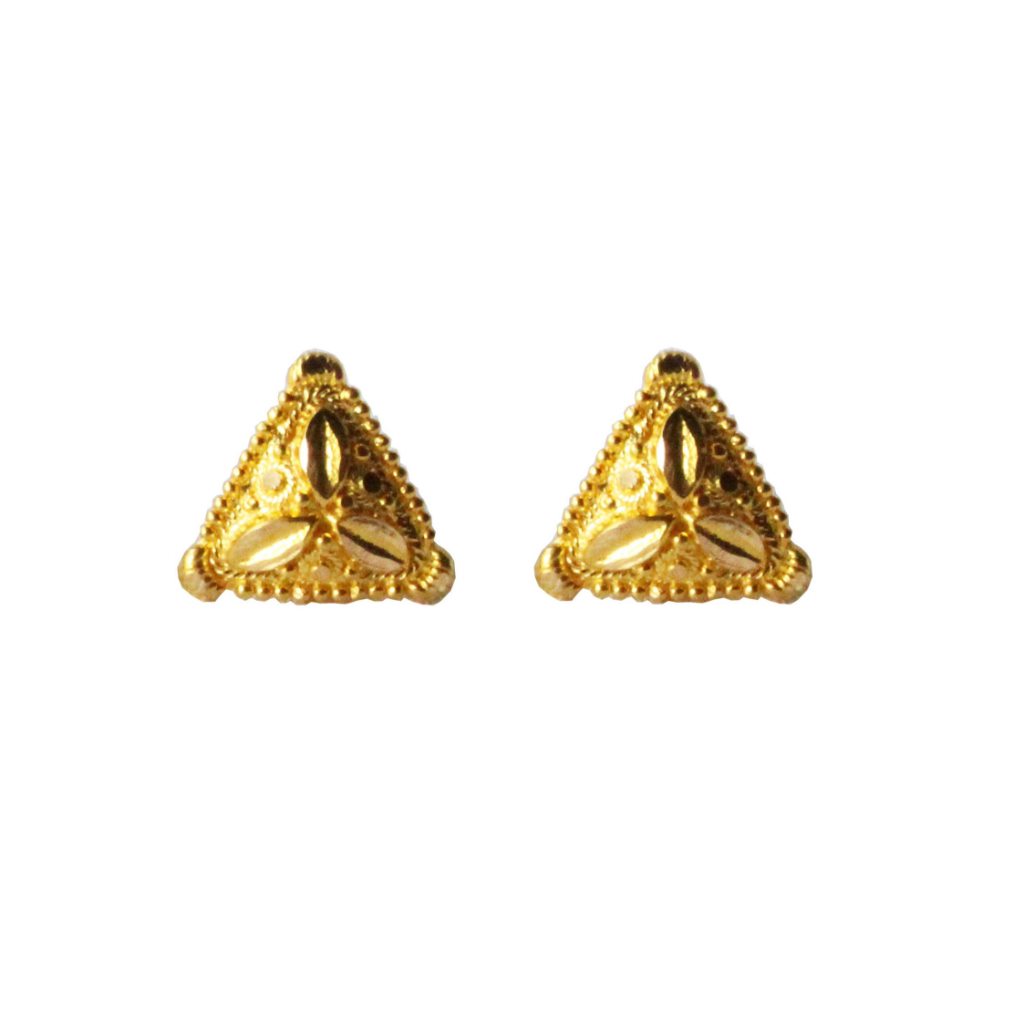 Solid 22K/18K/14K Fine Gold Certified Stamped Alluring Triangle Design Earring