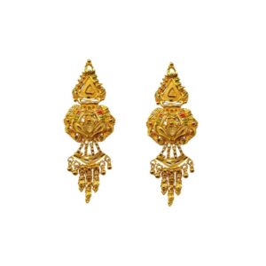 Solid 22K/18K/14K Fine Gold Certified Stamped Uniquely Carved Design Earring
