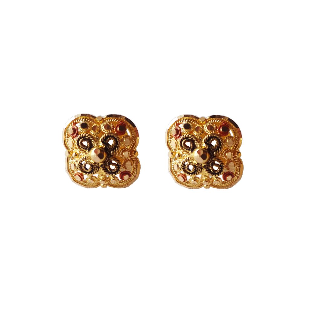 Solid 22K/18K/14K Fine Gold Certified Stamped Unique Square Design Earring
