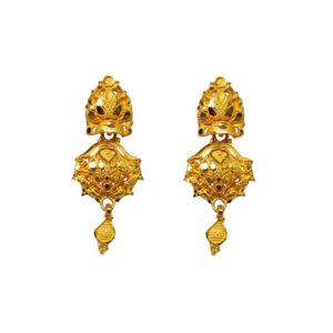 Solid 22K/18K/14K Fine Gold Certified Stamped Uniquely Carved Design Earring
