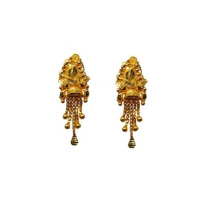 Solid 22K/18K/14K Fine Gold Certified Stamped Carved Beautiful Design Earring