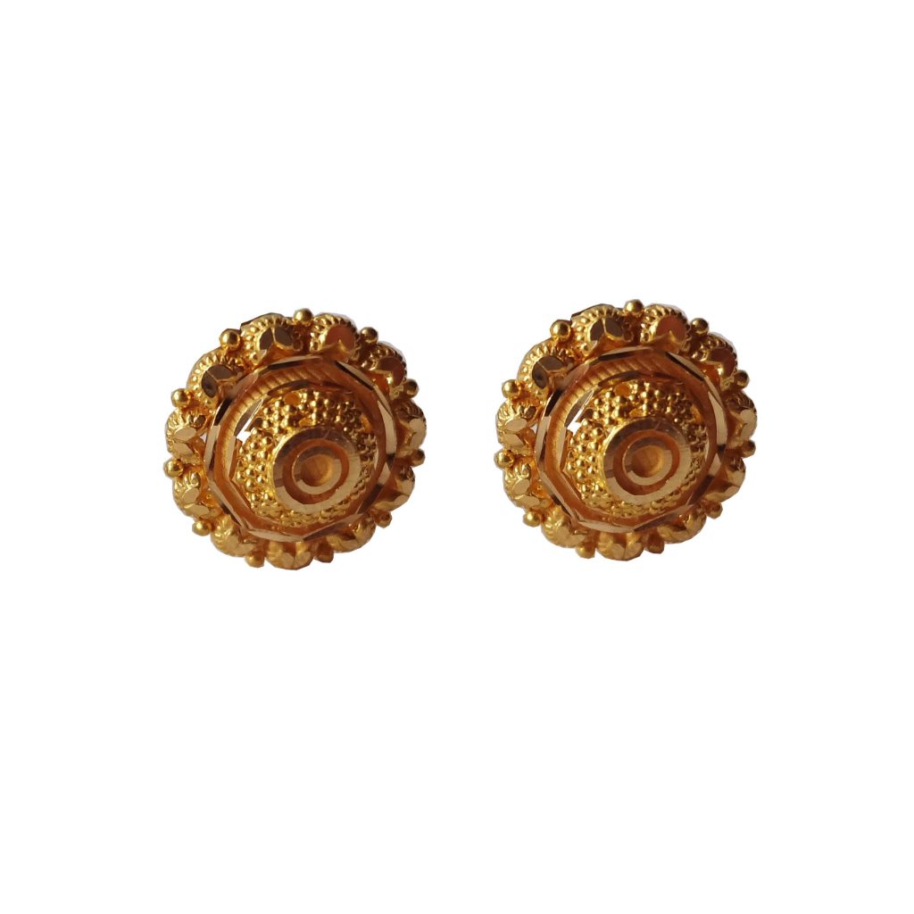 Solid 22K/18K/14K Fine Gold Certified Stamped Admirable Button Design Earring
