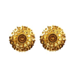 Solid 22K/18K/14K Fine Gold Certified Stamped Classy Flower Button Design Earring
