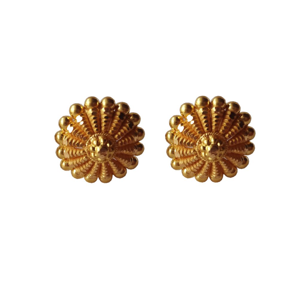Solid 22K/18K/14K Fine Gold Certified Stamped Beautiful Carved Design Earring