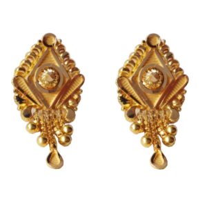 Solid 22K/18K/14K Fine Gold Certified Stamped Uniquely Carved Colored Design Earring