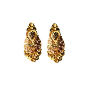 Solid 22K/18K/14K Fine Gold Certified Stamped Gorgeous Leaf Carved Design Earring