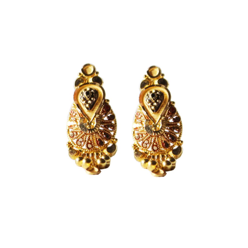 Solid 22K/18K/14K Fine Gold Certified Stamped Gorgeous Leaf Carved Design Earring