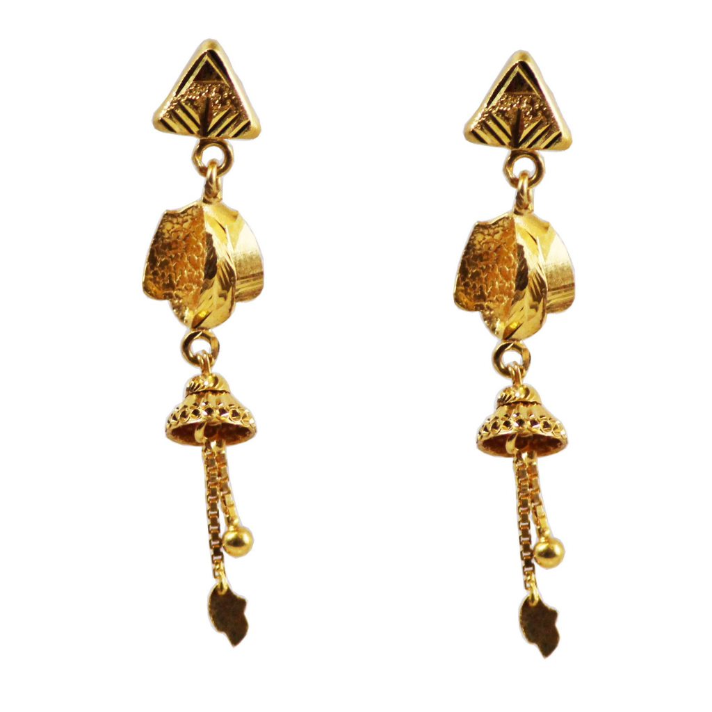 Solid 22K/18K/14K Fine Gold Certified Stamped Classy Long Lengthy Design Earring