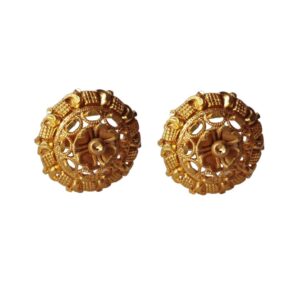 Solid 22K/18K/14K Fine Gold Certified Stamped Simple Carved Button Design Earring