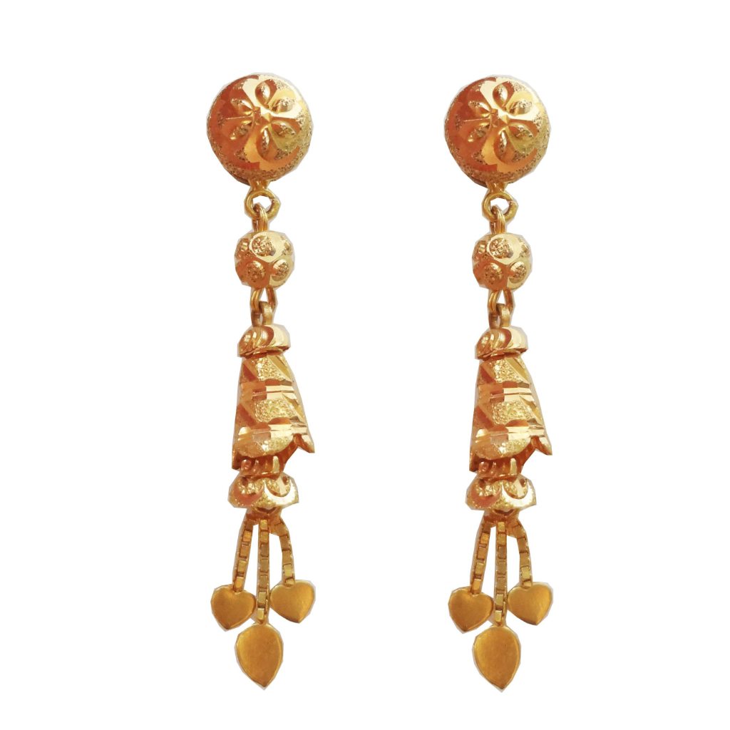 Solid 22K/18K/14K Fine Gold Certified Stamped Classy Long Lengthy Design Earring