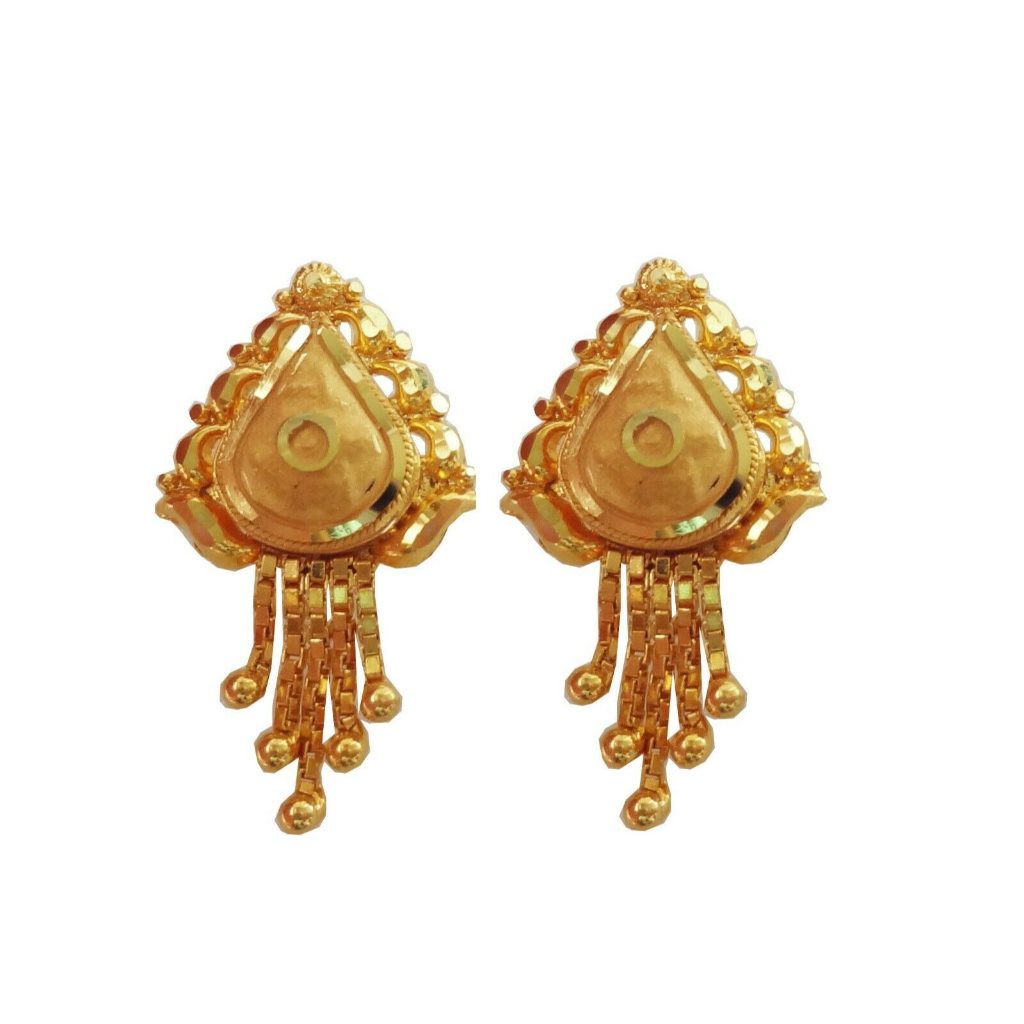 Solid 22K/18K/14K Fine Gold Certified Stamped Triangle Design Earring
