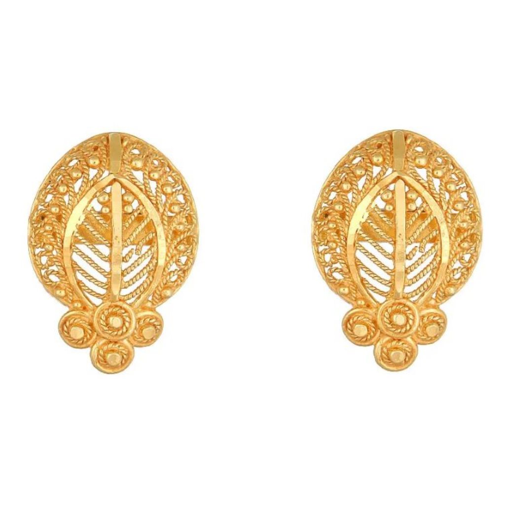 Solid 22K/18K/14K Fine Gold Certified Stamped Antique Carved Design Earring