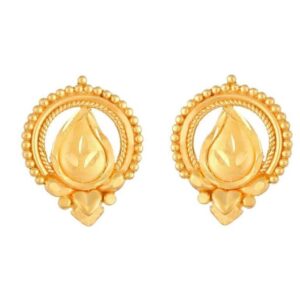 Solid 22K/18K/14K Fine Gold Certified Stamped Unique Carved Round Design Earring