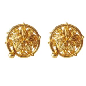 Solid 22K/18K/14K Fine Gold Certified Stamped Classy Flower Button Design Earring
