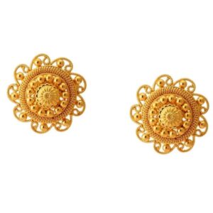 Solid 22K/18K/14K Fine Gold Certified Stamped Alluring Flower Design Earring
