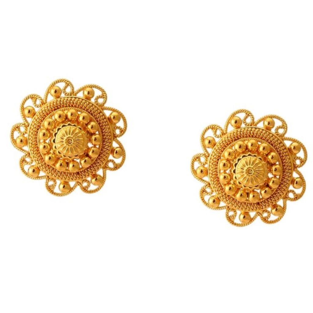 Solid 22K/18K/14K Fine Gold Certified Stamped Alluring Flower Design Earring