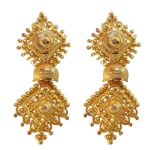 Solid 22K/18K/14K Fine Gold Certified Stamped Antique Dangles Jhumka Design Earring