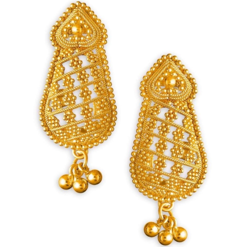 Solid 22K/18K/14K Fine Gold Certified Stamped Beautiful Hanging Beads Design Earring