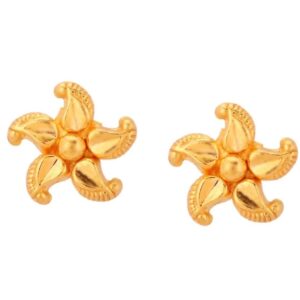 Solid 22K/18K/14K Fine Gold Certified Stamped Beautiful Flower Design Earring