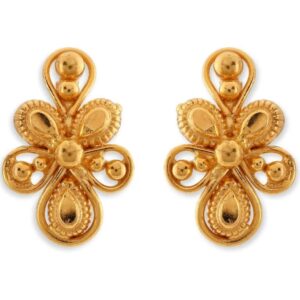 Solid 22K/18K/14K Fine Gold Certified Stamped Unique Flower Design Earring